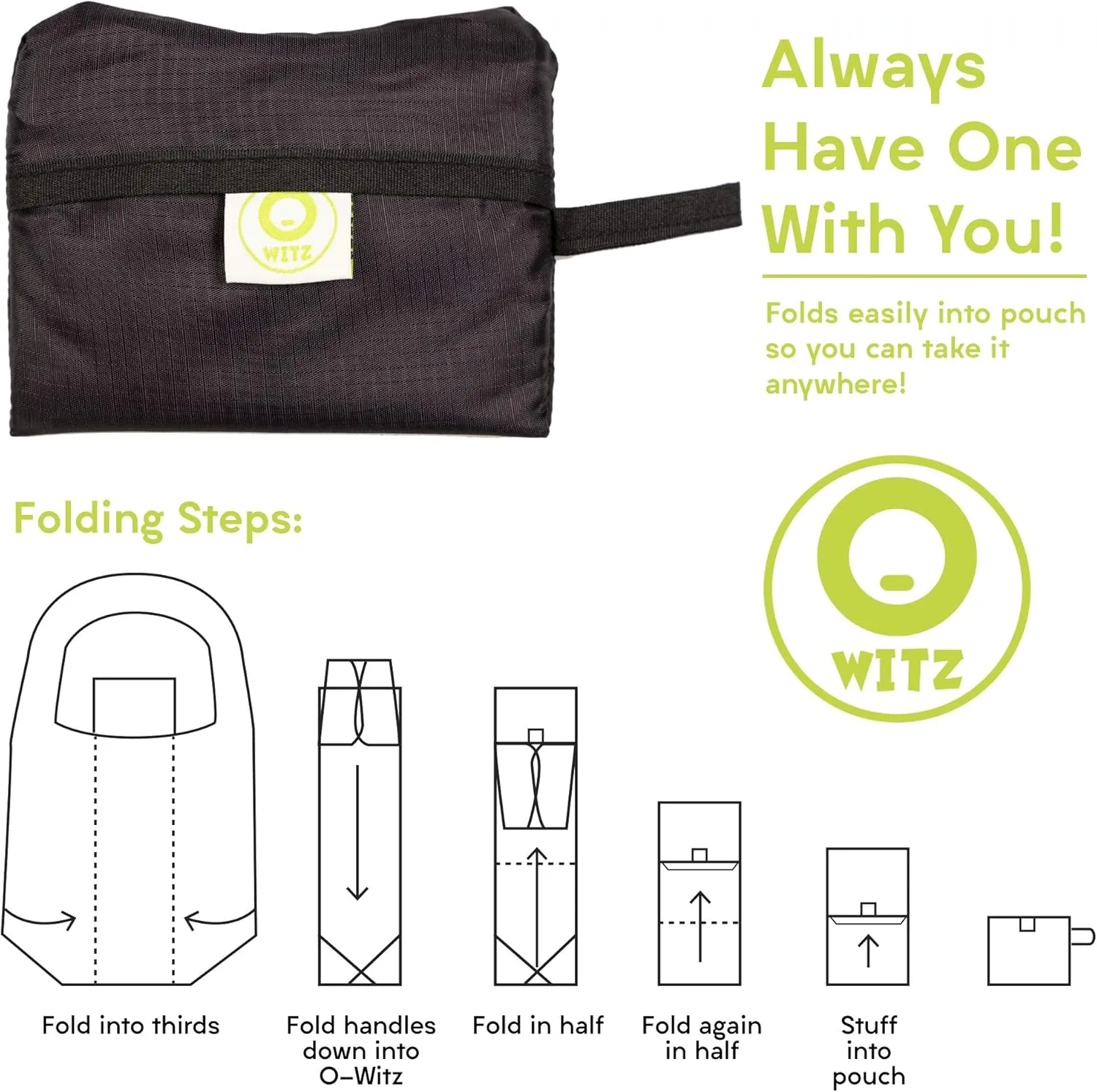O-WITZ Reusable Grocery Bags | Vibrant Tote Bag For Groceries, Gym, Office, Beach, Toys & More | Washable Design With Large Handles For Maximum Convenience | Folds Into A Small Pouch, 5-pack, Birds