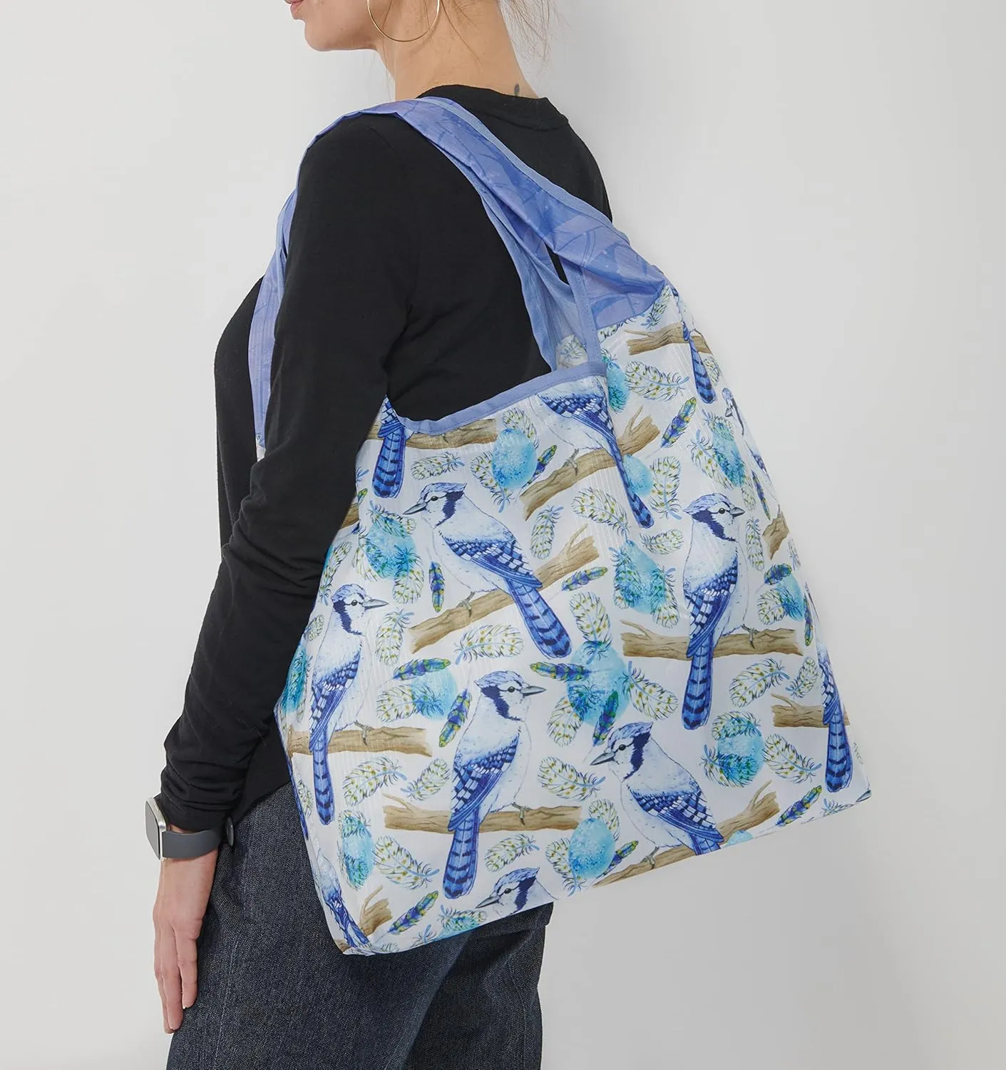 O-WITZ Reusable Grocery Bags | Vibrant Tote Bag For Groceries, Gym, Office, Beach, Toys & More | Washable Design With Large Handles For Maximum Convenience | Folds Into A Small Pouch, 5-pack, Birds