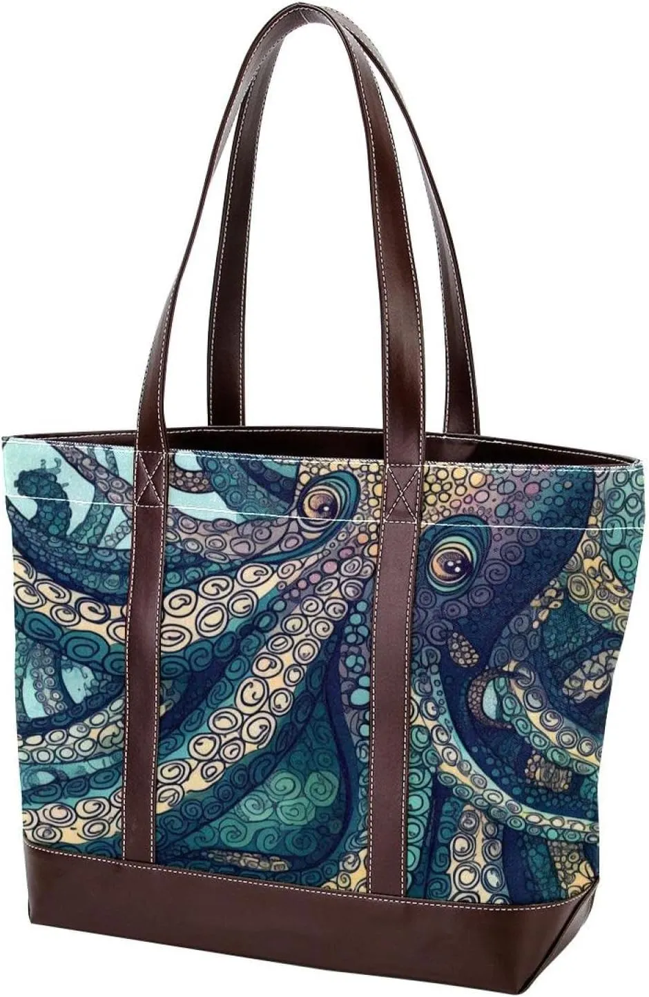 Ocean Octopus-1654 Tote Bags Durable Leather Canvas Purses and Handbags for Women Top Handle Shoulder Satchel Hobo Bags