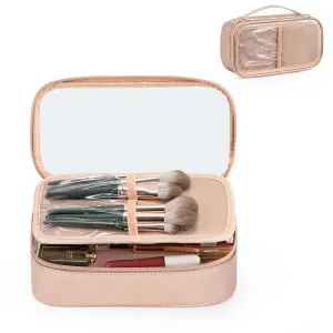 OCHEAL Clear Makeup Bag, Portable Makeup Bag Organizer Cosmetic Bag, Travel Makeup Bag Cute Clear Pouch For Women and Girls Cosmetics Bags with Divider Makeup Brush Compartment- Rose Gold