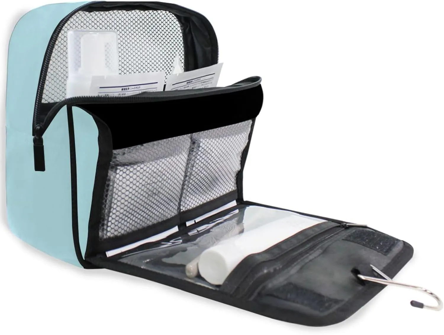 ODAWA Toiletries Bag Powder Blue Hanging Travel Makeup Organizer Portable Hanging Organizer for Travel