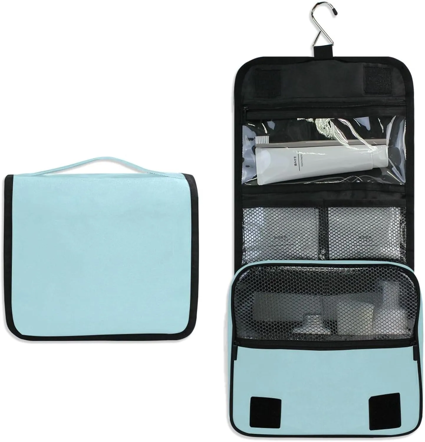 ODAWA Toiletries Bag Powder Blue Hanging Travel Makeup Organizer Portable Hanging Organizer for Travel