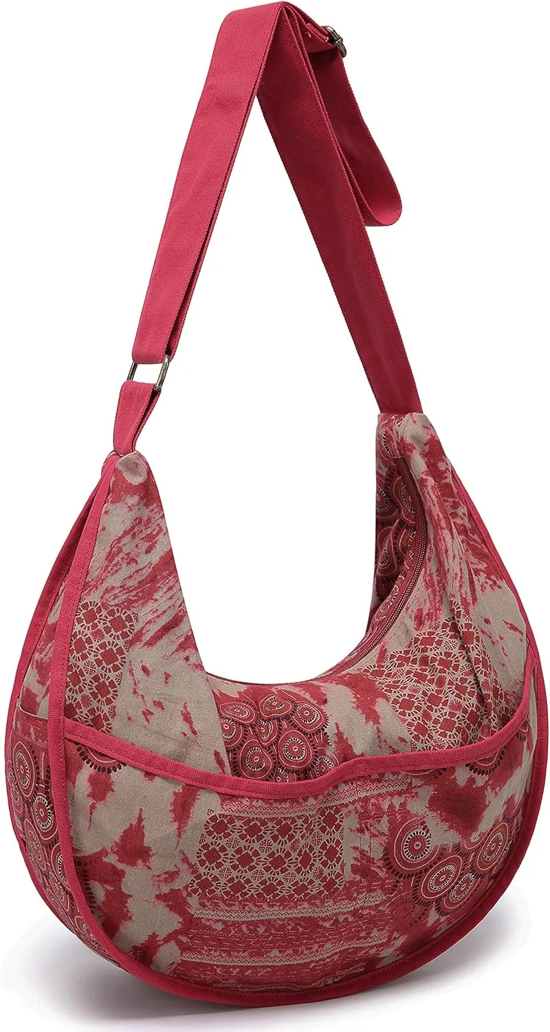 OPQRSTU Womens Hippie Large Sling Shoulder Boho Handbag canvas Crossbody Bags