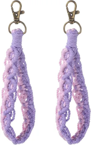 PATIKIL Boho Macrame Keychain Bracelet, Handmade Wristlet Keychain Keyring Holder Keys Wrist Lanyard for Women