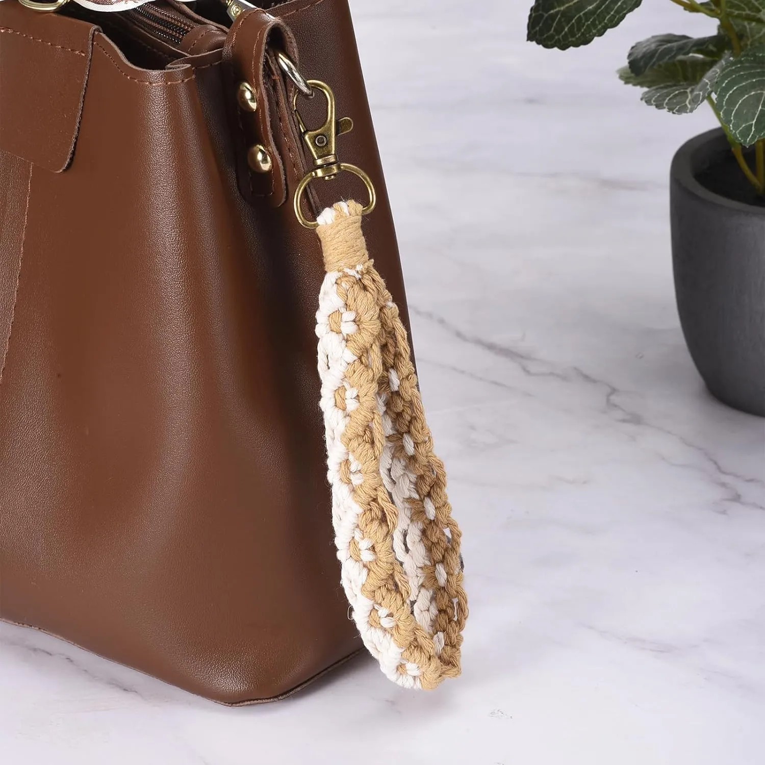 PATIKIL Boho Macrame Keychain Bracelet, Handmade Wristlet Keychains, Keyring Holder Keys Wrist Lanyard for Women Girls,