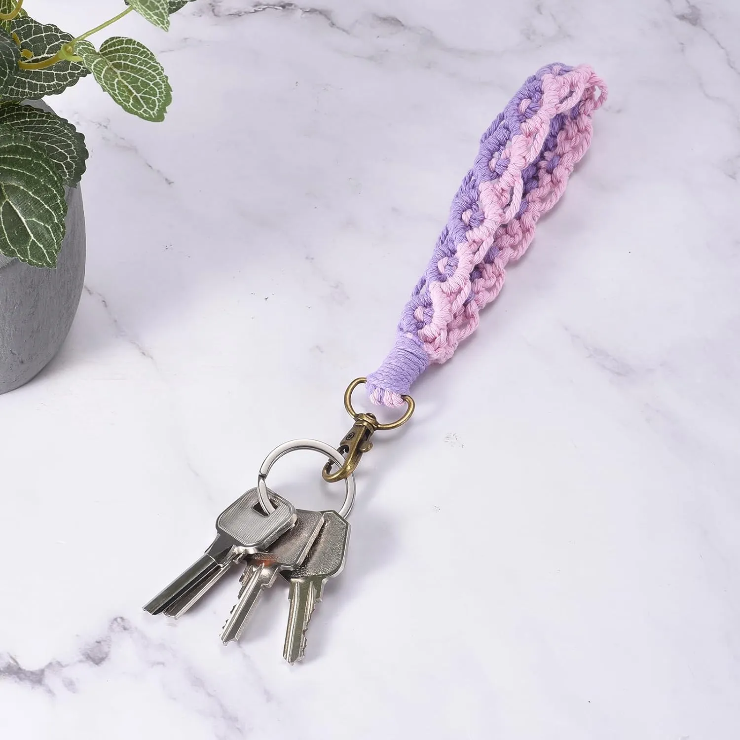PATIKIL Boho Macrame Keychain Bracelet, Handmade Wristlet Keychains, Keyring Holder Keys Wrist Lanyard for Women Girls,