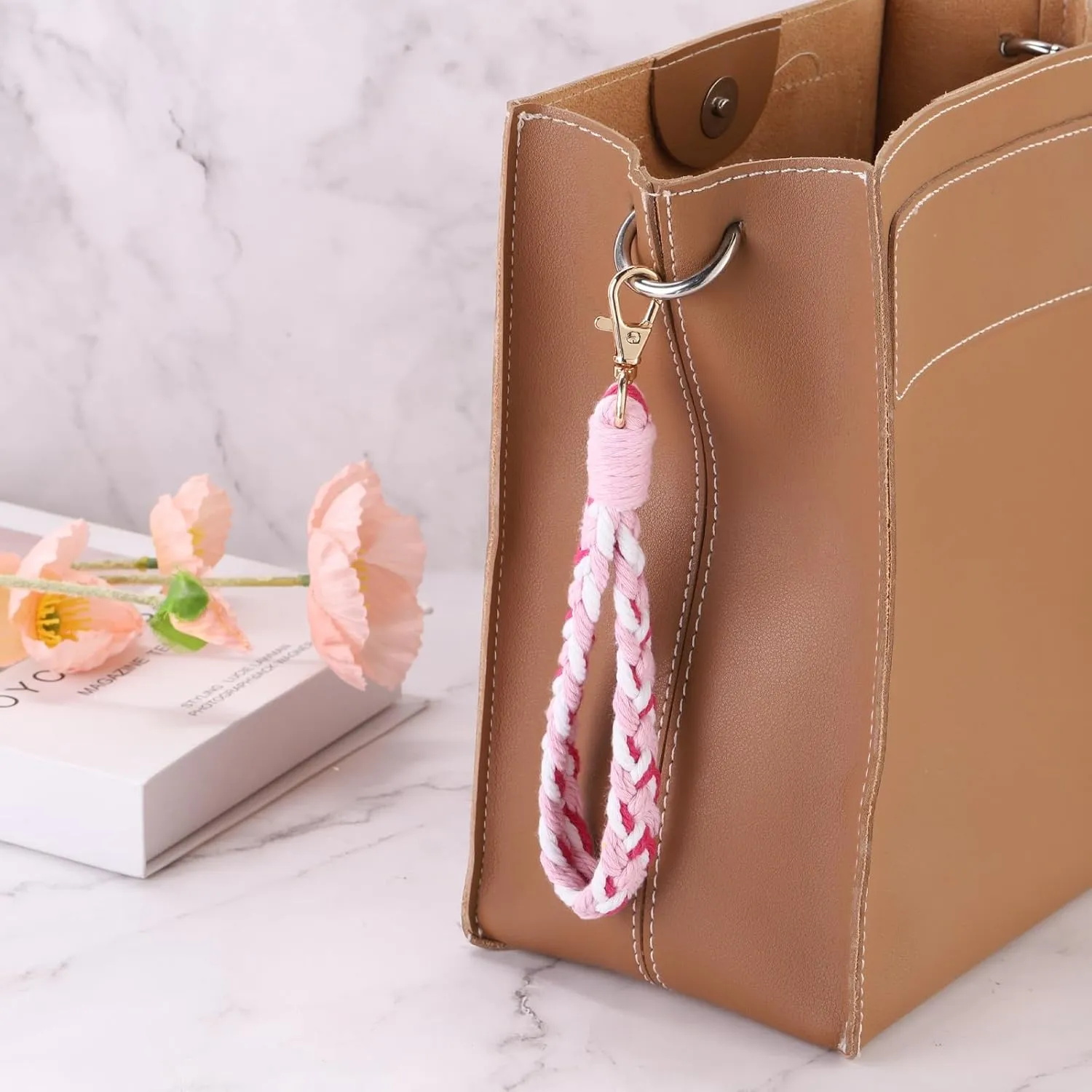 PATIKIL Boho Macrame Keychain, Handmade Wristlet Bracelet Keychain Keyring Holder Key Wrist Lanyard for Women Girls
