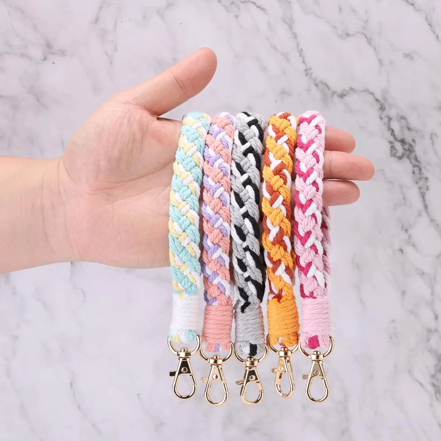 PATIKIL Boho Macrame Keychain, Handmade Wristlet Bracelet Keychain Keyring Holder Key Wrist Lanyard for Women Girls