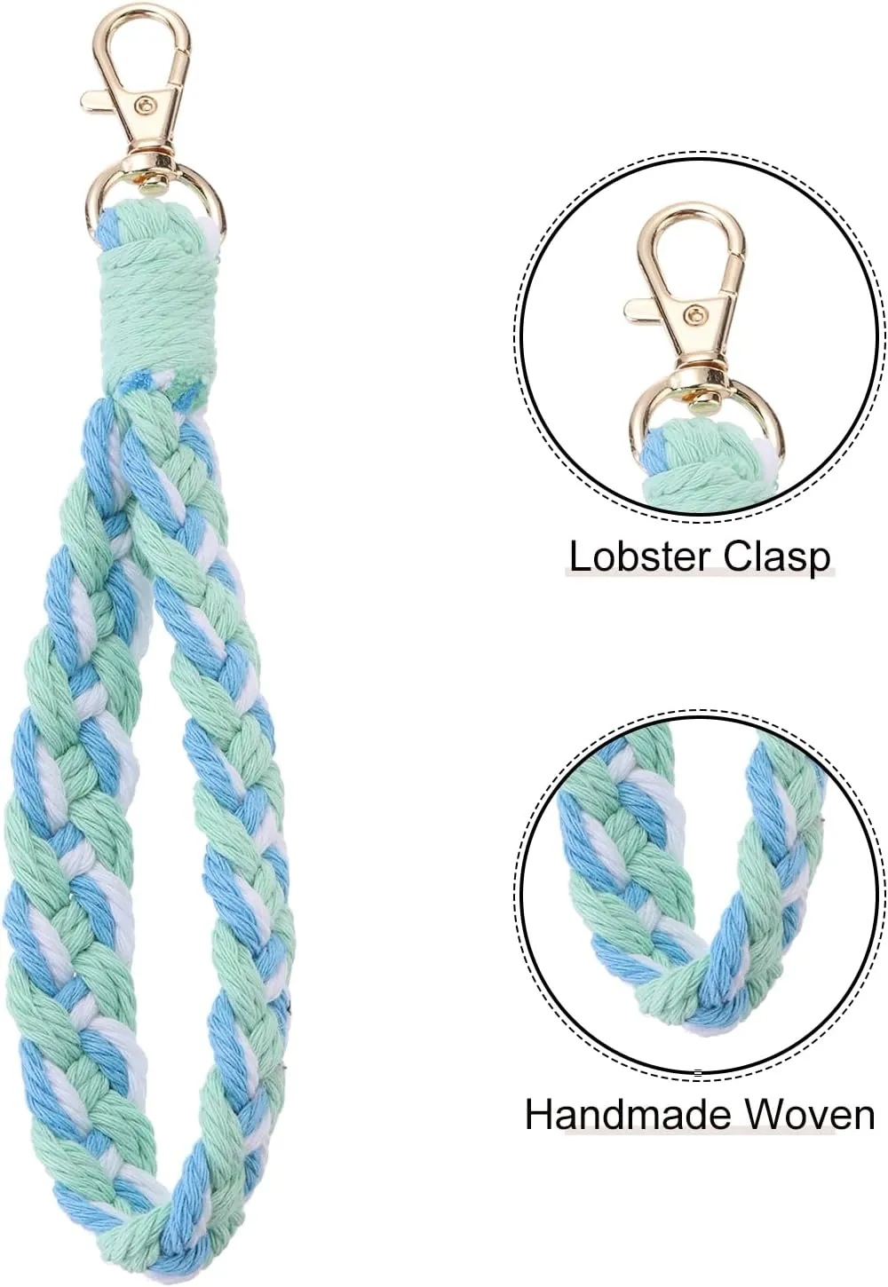 PATIKIL Boho Macrame Keychain, Handmade Wristlet Bracelet Keychain Keyring Holder Key Wrist Lanyard for Women Girls