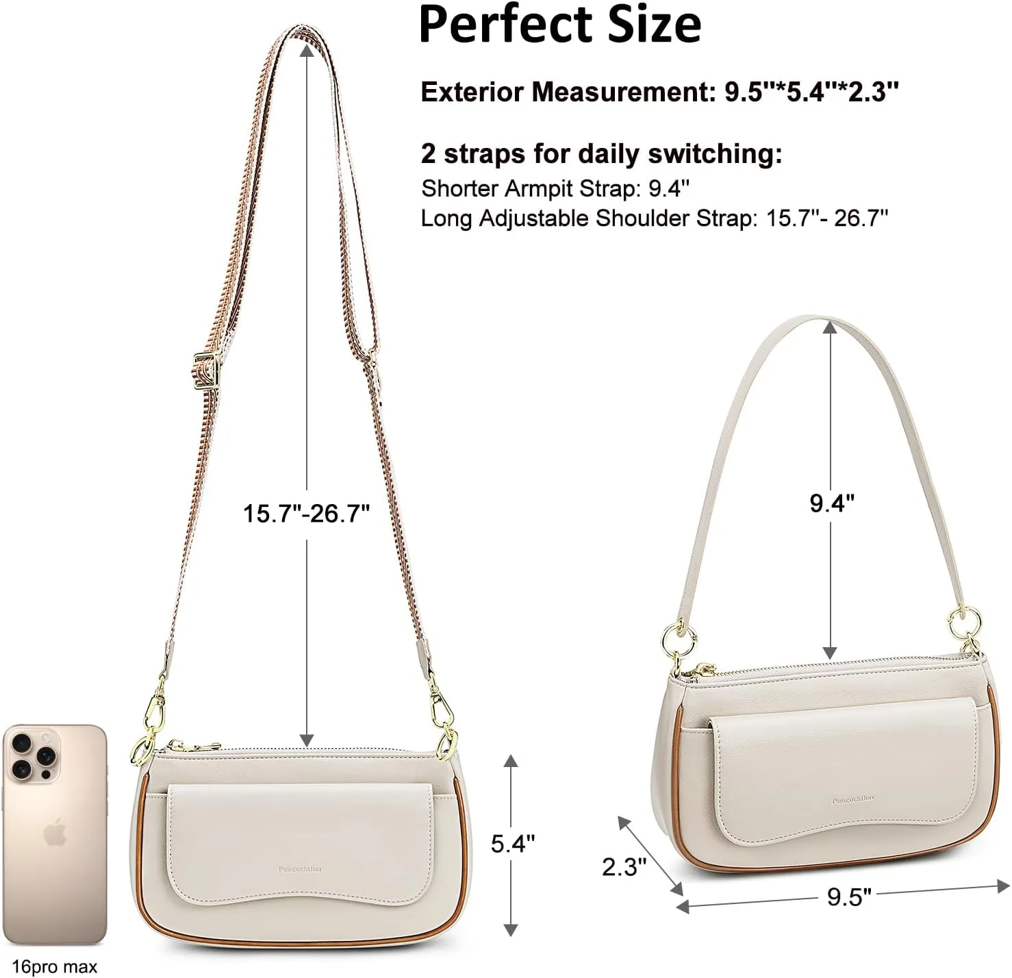 Peacocktion Shoulder Bag for Women Trendy Small Vegan Leather Crossbody Purses Handbags