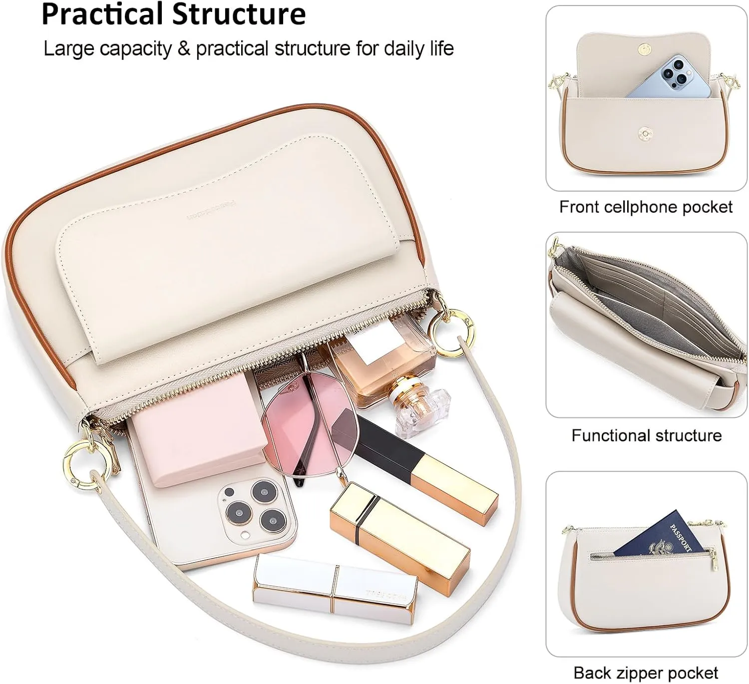 Peacocktion Shoulder Bag for Women Trendy Small Vegan Leather Crossbody Purses Handbags