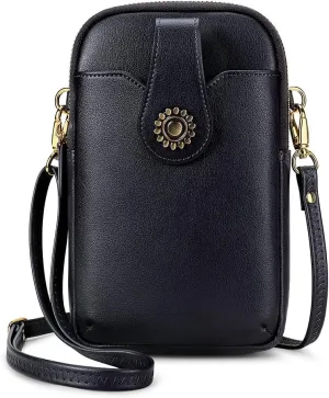 Peacocktion Small Crossbody Bags for Women, Leather RFID Cell Phone Purse, Trendy Travel Crossbody Purses with Zipper