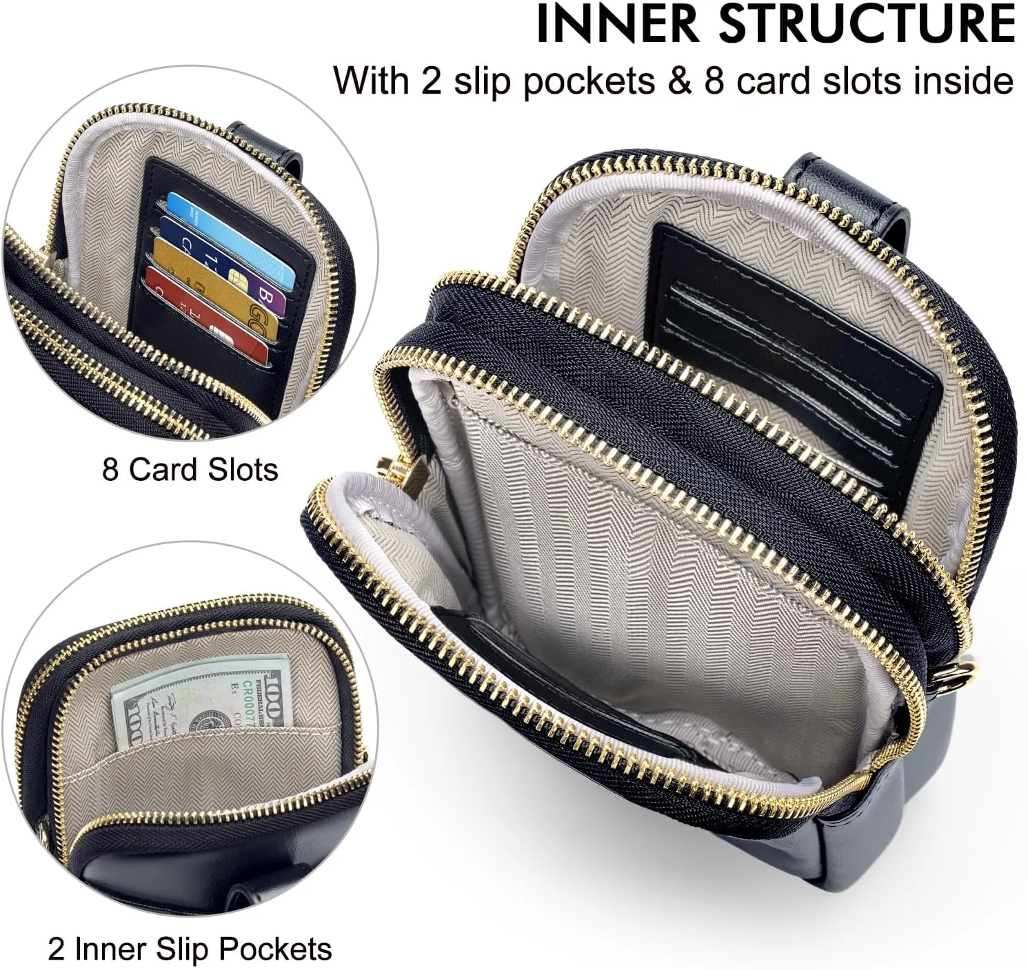 Peacocktion Small Crossbody Bags for Women, Leather RFID Cell Phone Purse, Trendy Travel Crossbody Purses with Zipper