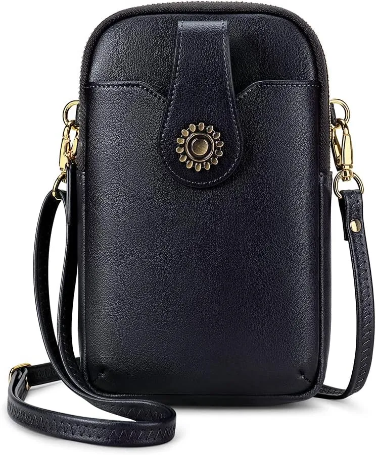 Peacocktion Small Crossbody Bags for Women, Leather RFID Cell Phone Purse, Trendy Travel Crossbody Purses with Zipper