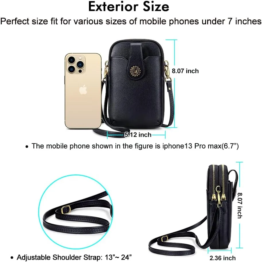 Peacocktion Small Crossbody Bags for Women, Leather RFID Cell Phone Purse, Trendy Travel Crossbody Purses with Zipper