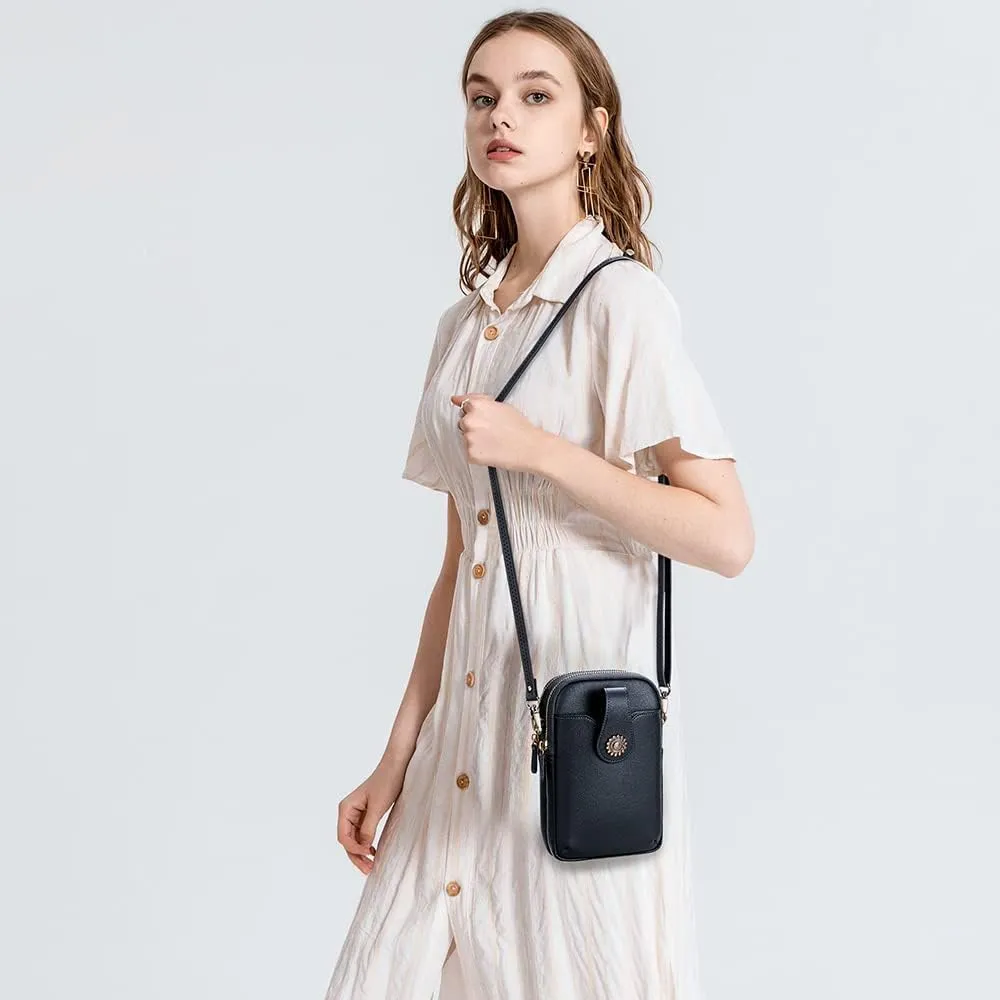 Peacocktion Small Crossbody Bags for Women, Leather RFID Cell Phone Purse, Trendy Travel Crossbody Purses with Zipper