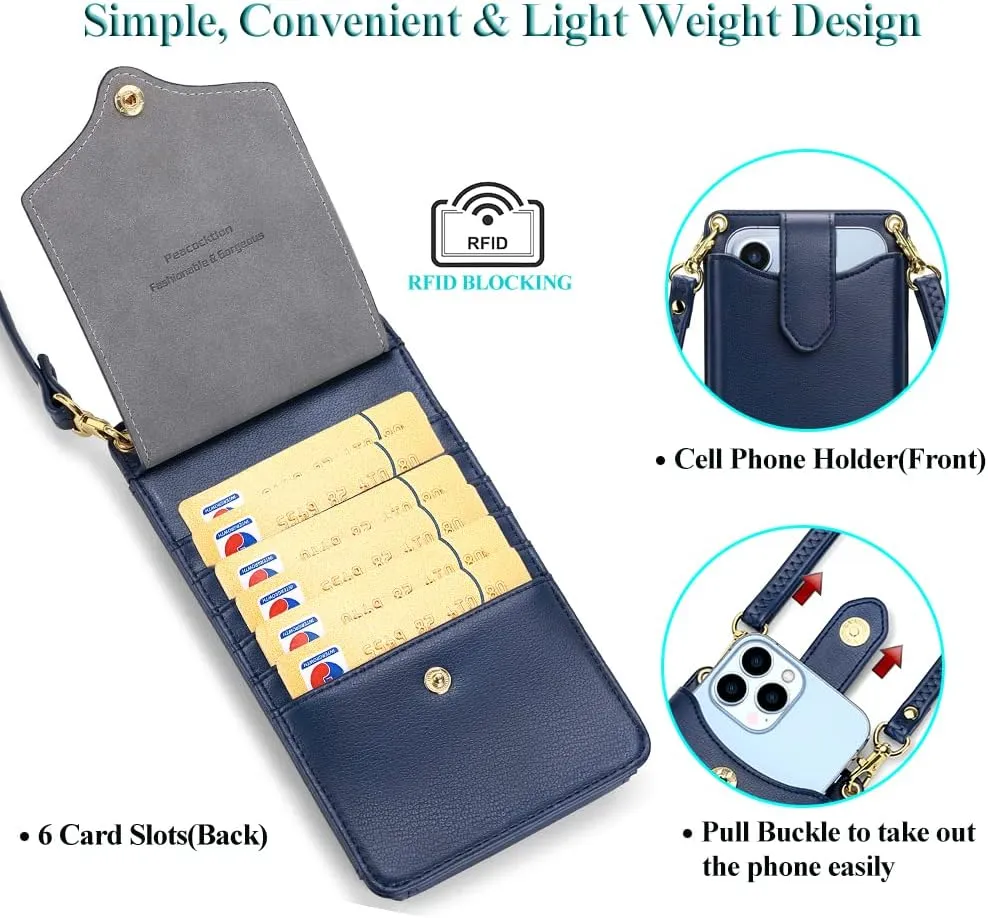Peacocktion Small Crossbody Cell Phone Purse for Women Travel Lightweight Mini Small Bags for Women with Card Slots