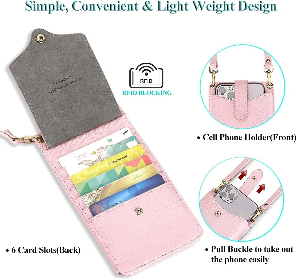 Peacocktion Small Crossbody Cell Phone Purse for Women Travel Lightweight Mini Small Bags for Women with Card Slots