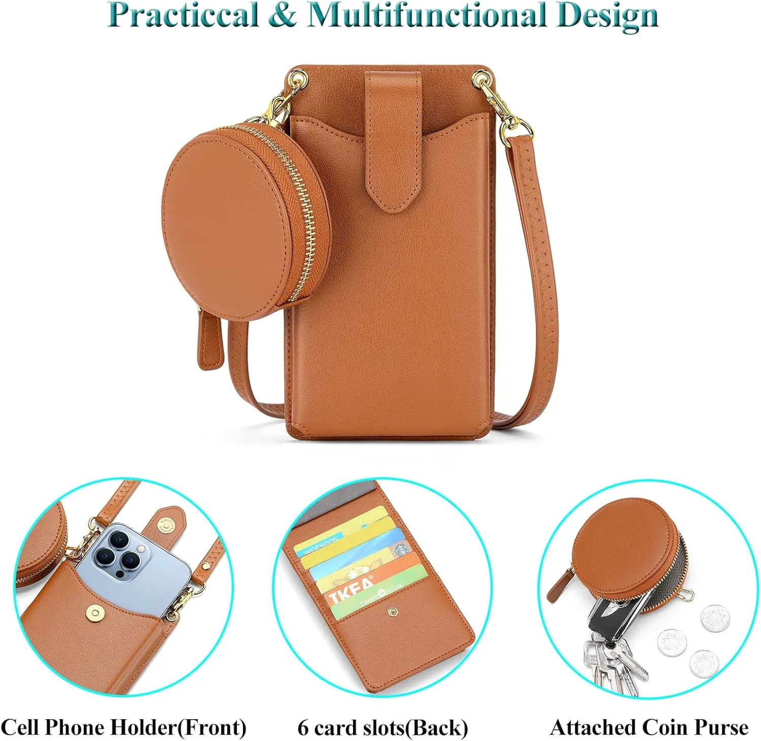 Peacocktion Small Crossbody Cell Phone Purse for Women Travel Lightweight Mini Small Bags for Women with Card Slots