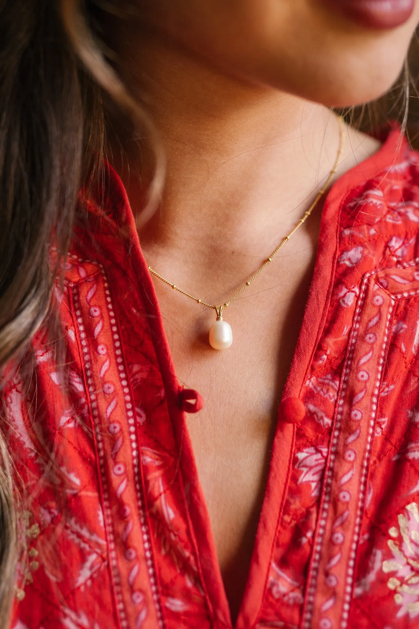 Pearl Briolette Necklace-Gold