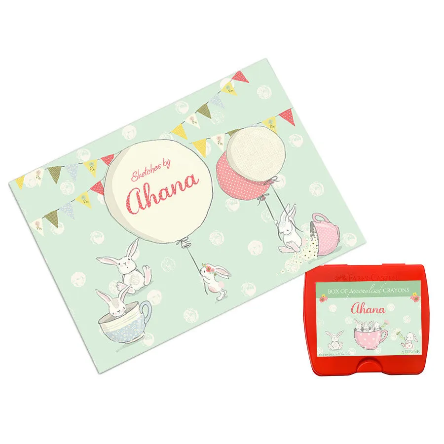 Personalised Sketch Book & Crayon Set <br> Bunny