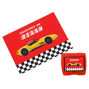Personalised Sketch Book & Crayon Set <br> Racing Car