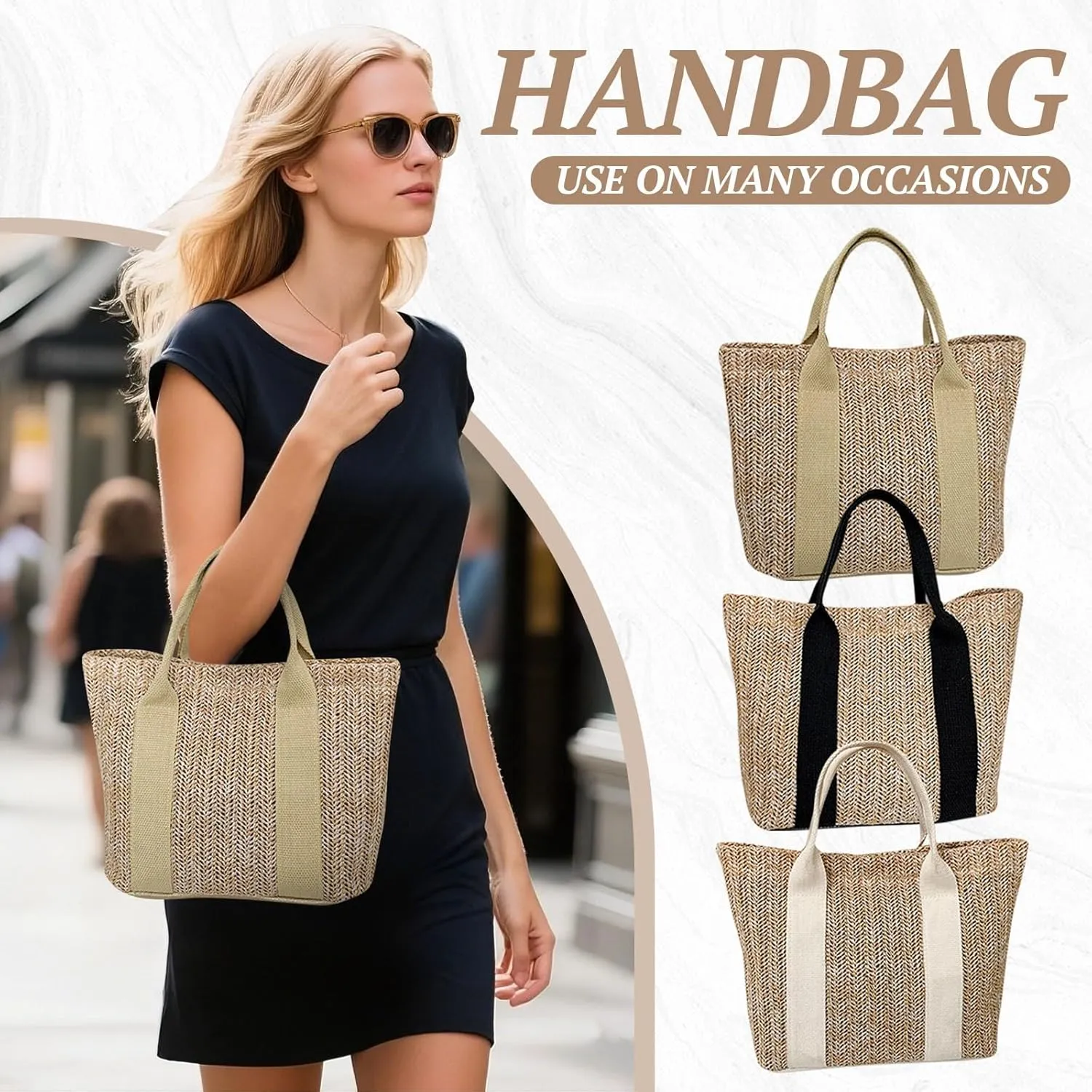 Personalized Tote Bags for Women Beach Bag Reusable Shopping Bag Woven Bags Shoulder Bag Large Capacity Backpack