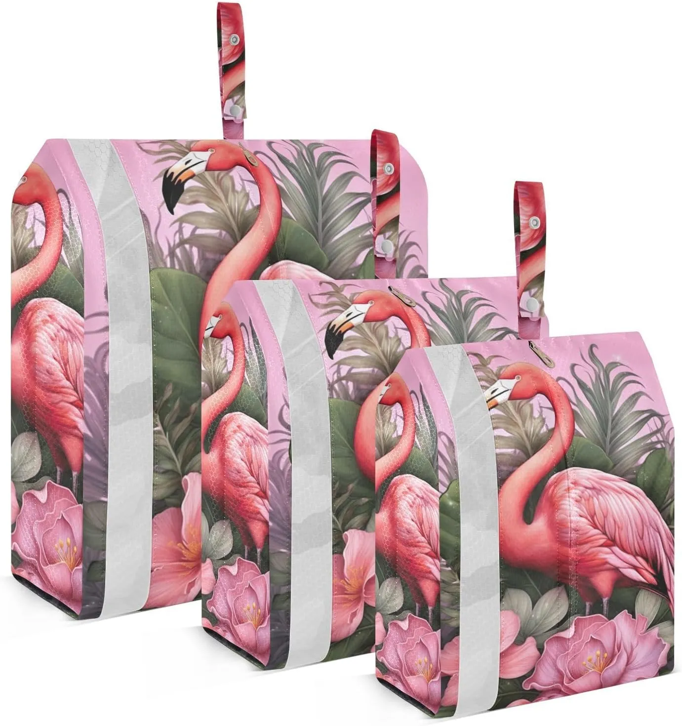 Pink Flamingo Packing Cubes Set of 3, Lightweight Travel Luggage Organizers Foldable Bags for Easy Packing and Organization