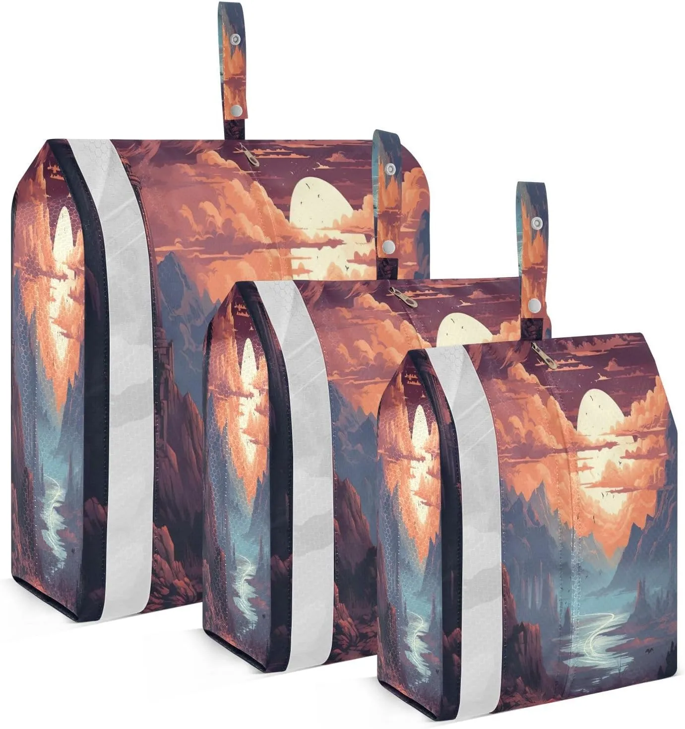 Pixel Landscape Mountains Compression Packing Cubes Large Travel Packing Cubes Luggage Organizers for Suitcases Travel Bag for Carry on Suitcases