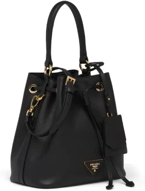 Prada Bucket Saffiano Black Leather Bag