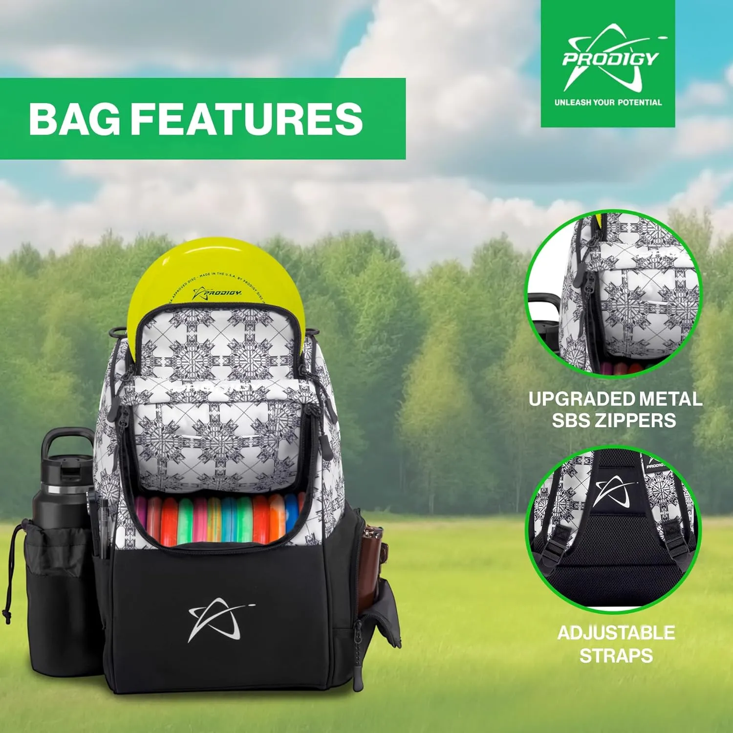 Prodigy Disc Ascent Disc Golf Backpack, Beginner Frisbee Backpack with 18  Disc Capacity, Lightweight Golf Starter Bag, Essential Accessories