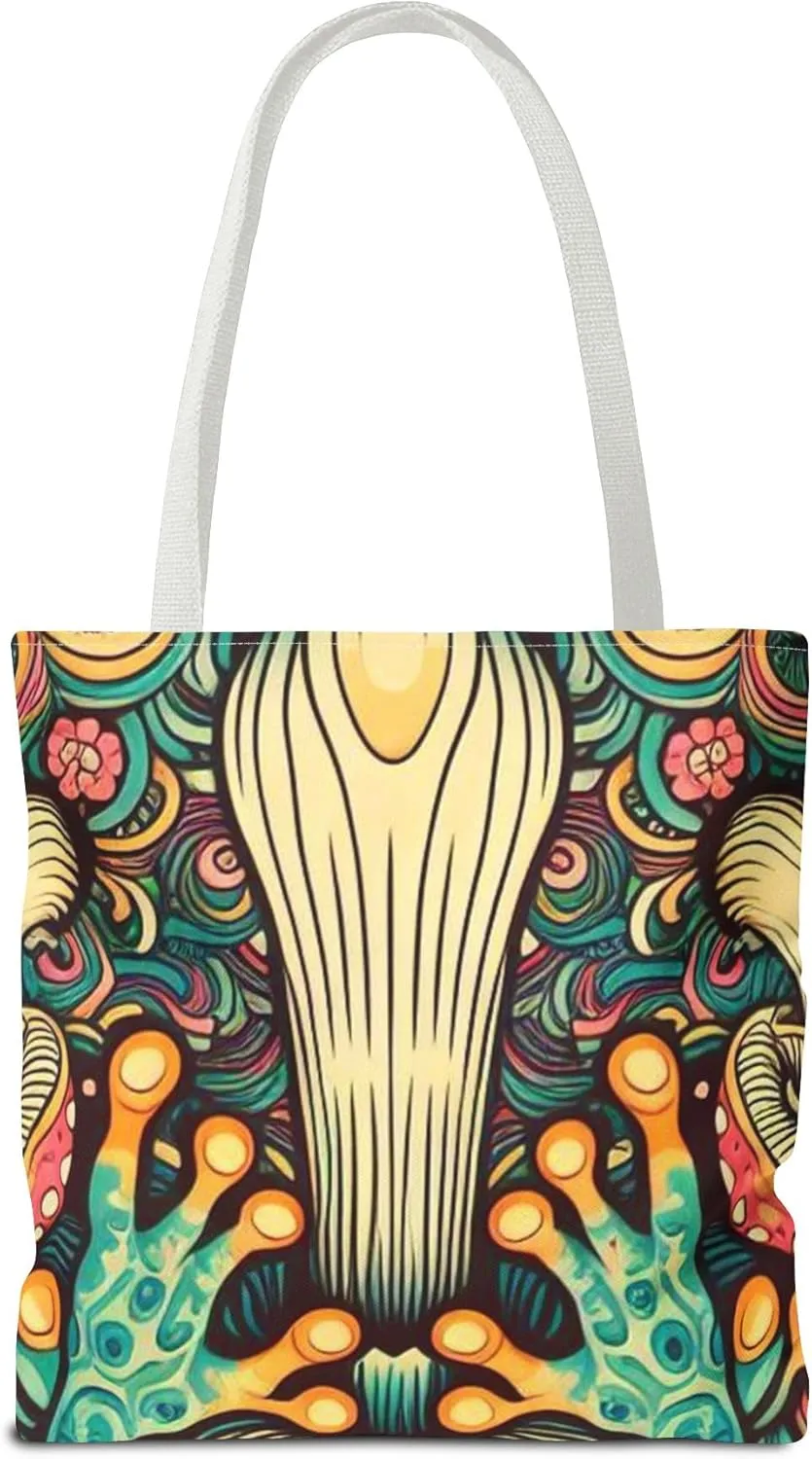 Psychedelic Frog Tote Bag  Trippy Hippy Style Eco-Friendly Reusable Shopping Bag for Women
