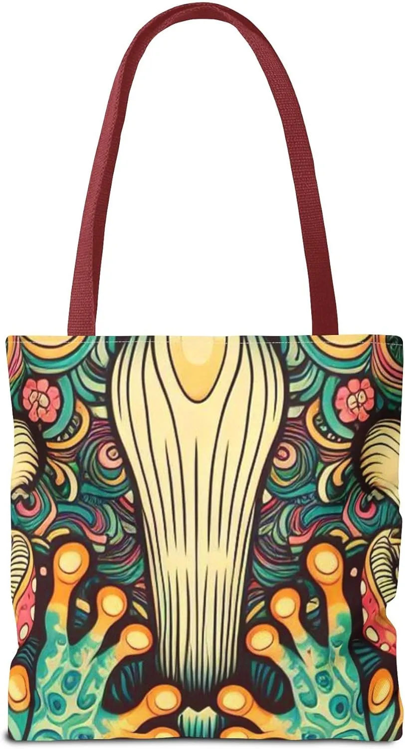 Psychedelic Frog Tote Bag  Trippy Hippy Style Eco-Friendly Reusable Shopping Bag for Women