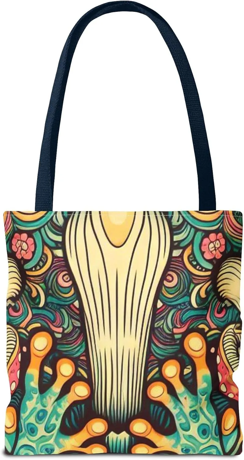 Psychedelic Frog Tote Bag  Trippy Hippy Style Eco-Friendly Reusable Shopping Bag for Women