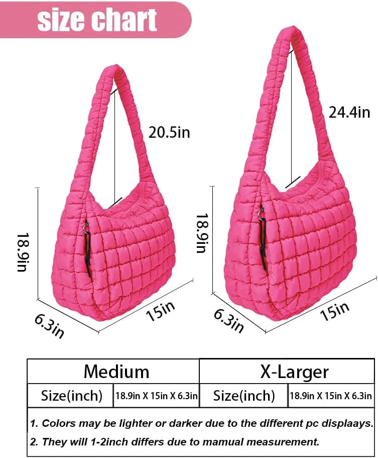 Puffer Tote Bag for Women Large Lightweight Crossbody Shoulder Bag Quilted Puffy Hobo Handbags