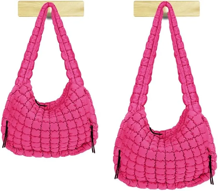Puffer Tote Bag for Women Large Lightweight Crossbody Shoulder Bag Quilted Puffy Hobo Handbags