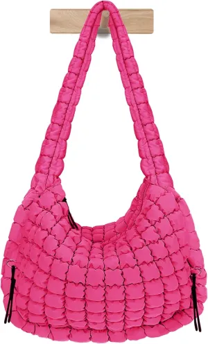 Puffer Tote Bag for Women Large Lightweight Crossbody Shoulder Bag Quilted Puffy Hobo Handbags