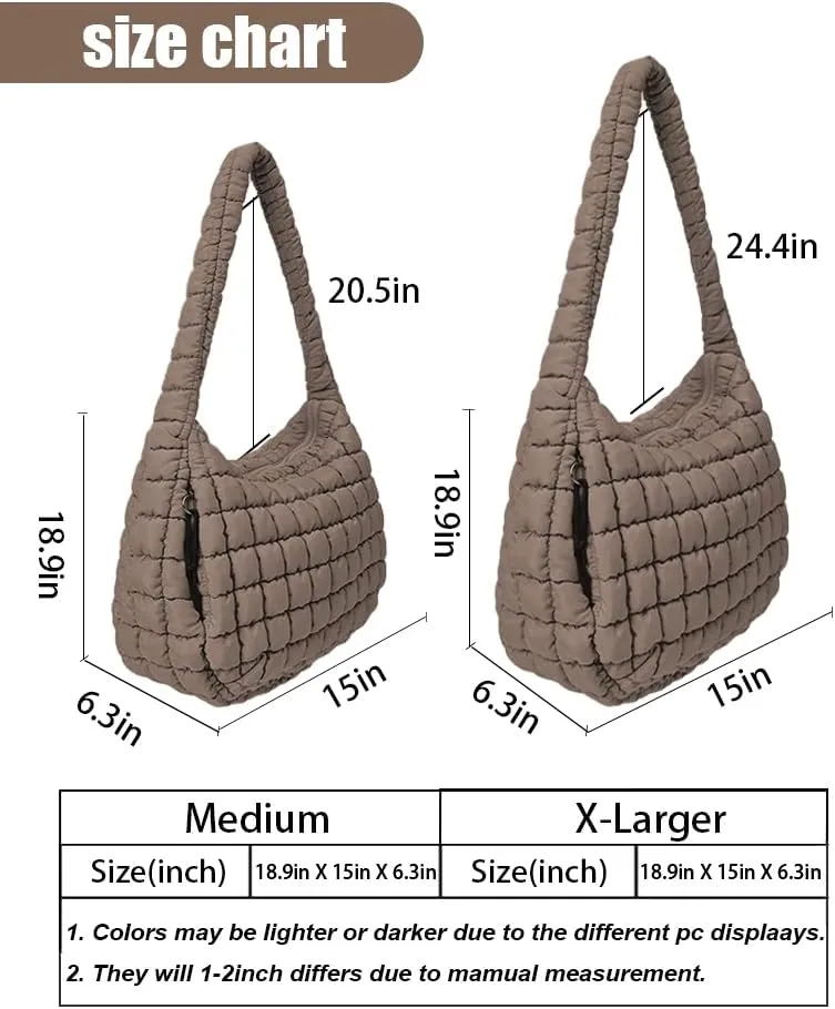 Puffer Tote Bag for Women Large Lightweight Crossbody Shoulder Bag Quilted Puffy Hobo Handbags