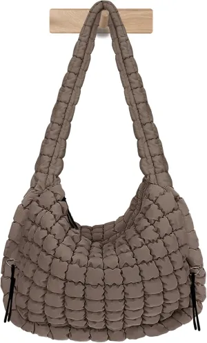 Puffer Tote Bag for Women Large Lightweight Crossbody Shoulder Bag Quilted Puffy Hobo Handbags