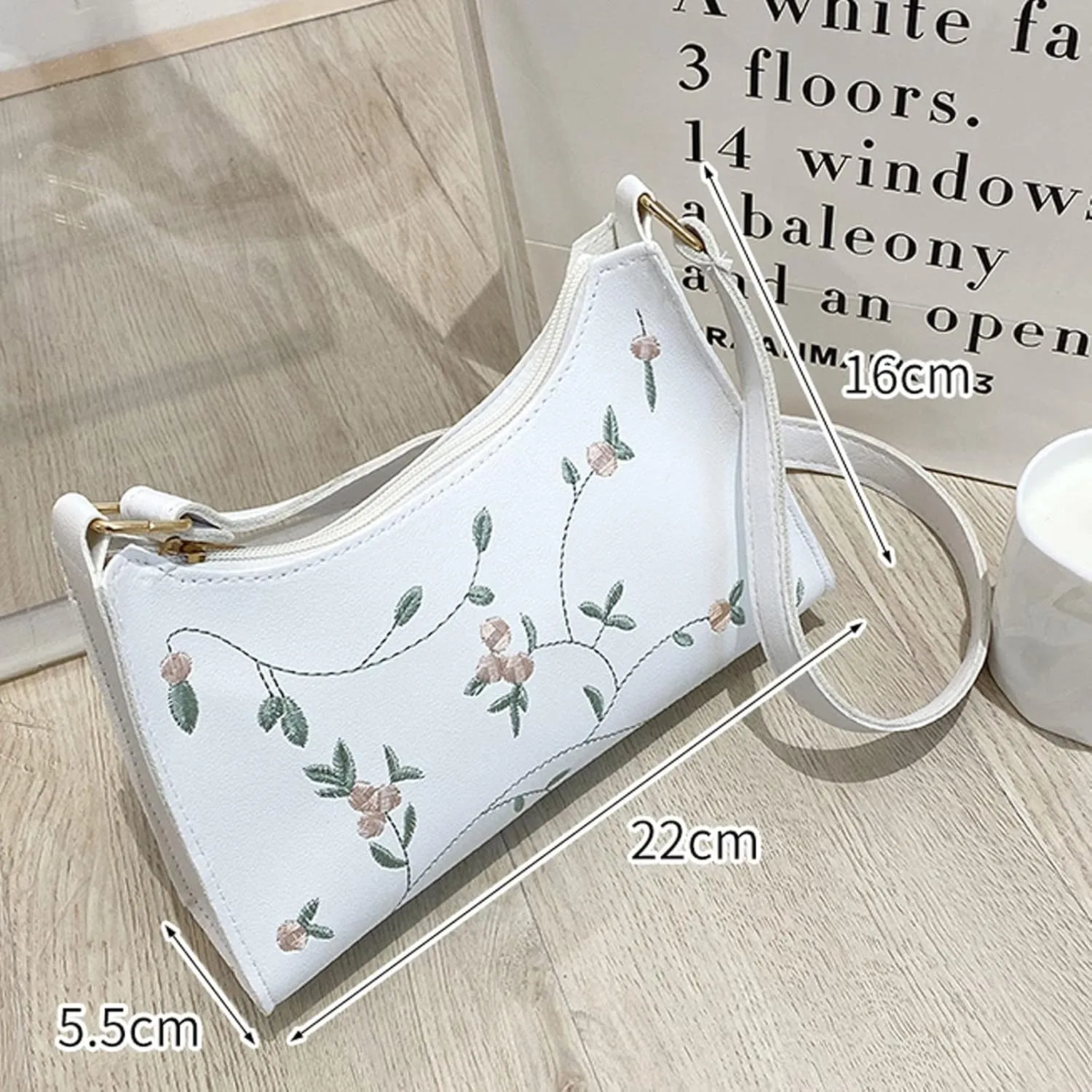 Puffer Tote Bag Mini Artificial Leather Embroidery Underarm Bag Phone Bag Shoulder Bag Messenger Bag For Shopping