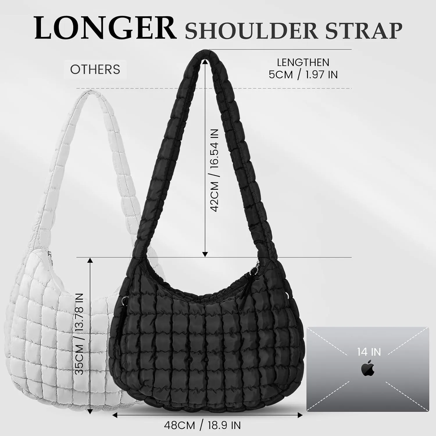 Puffer Tote Bag Quilted Carryall Bag Crossbody Bag Puffy Shoulder Bag for Women Lightweight Hobo Bags