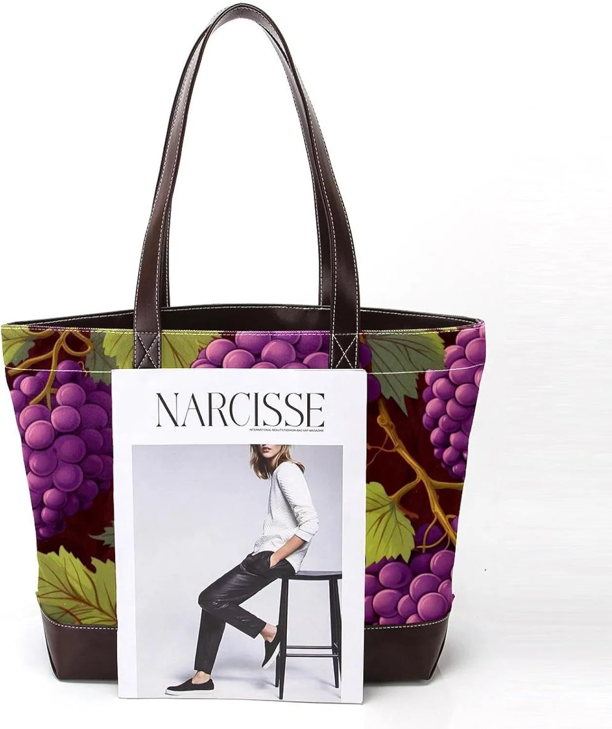 Purple Grape-2014 Tote Bags Durable Leather Canvas Purses and Handbags for Women Top Handle Shoulder Satchel Hobo Bags
