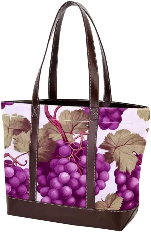 Purple Grape-2014 Tote Bags Durable Leather Canvas Purses and Handbags for Women Top Handle Shoulder Satchel Hobo Bags