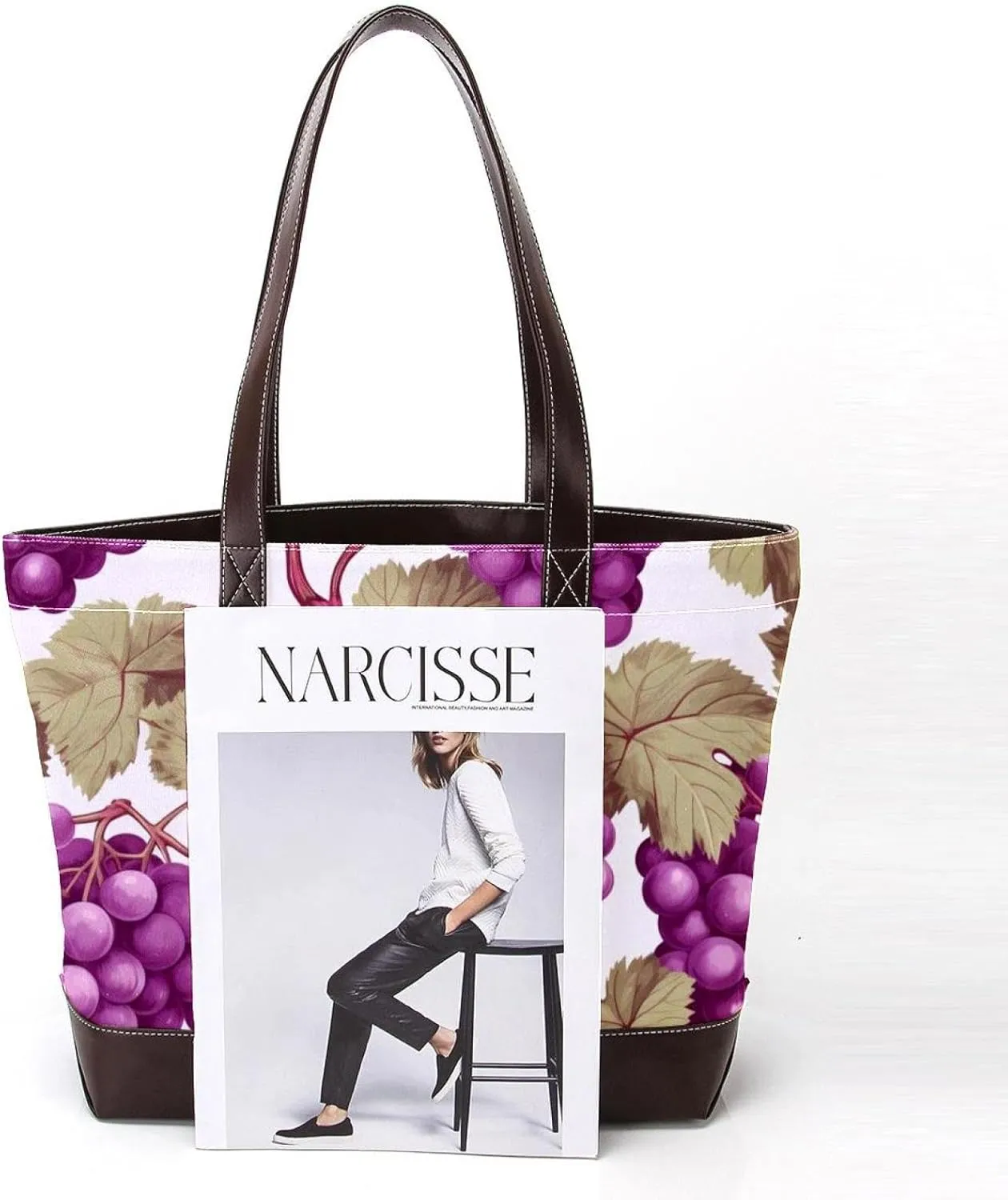 Purple Grape-2014 Tote Bags Durable Leather Canvas Purses and Handbags for Women Top Handle Shoulder Satchel Hobo Bags