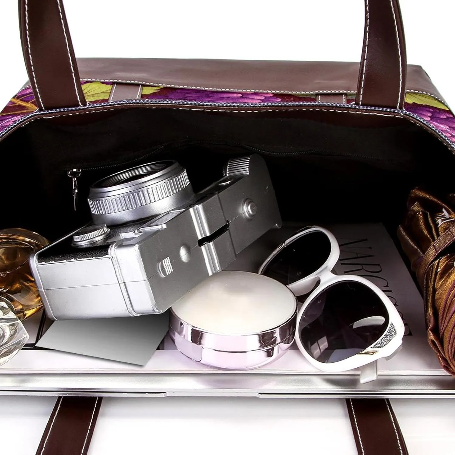 Purple Grape-2014 Tote Bags Durable Leather Canvas Purses and Handbags for Women Top Handle Shoulder Satchel Hobo Bags