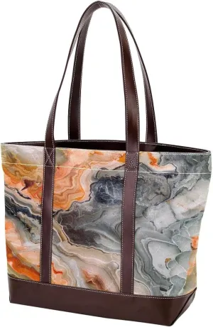Retro Aesthetic Marble-1330 Tote Bags Durable Leather Canvas Purses and Handbags for Women Top Handle Shoulder Satchel Hobo Bags