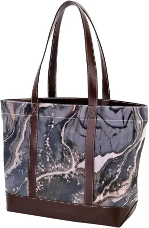 Retro Aesthetic Marble-1336 Tote Bags Durable Leather Canvas Purses and Handbags for Women Top Handle Shoulder Satchel Hobo Bags