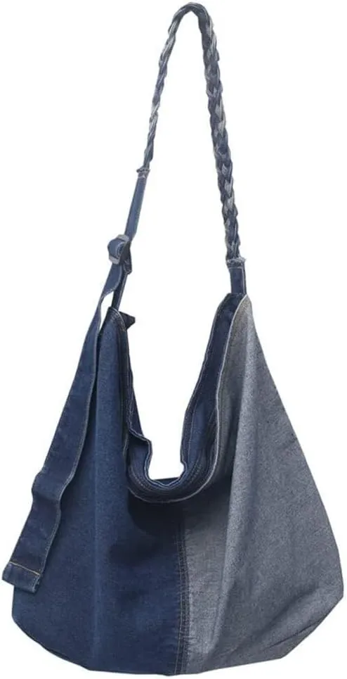 Retro Shoulder Bag for Women Denim Crossbody Casual Lightweight Shopper Handbag