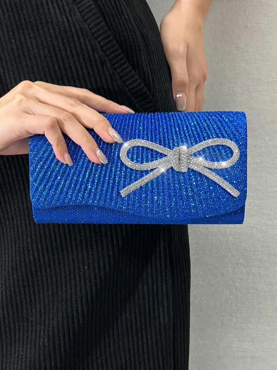 Rhinestone Bow Clutch Purses Women Chic Shiny Evening Handbag Evening Clutch Bag with Chain for Party Prom Wedding 2025