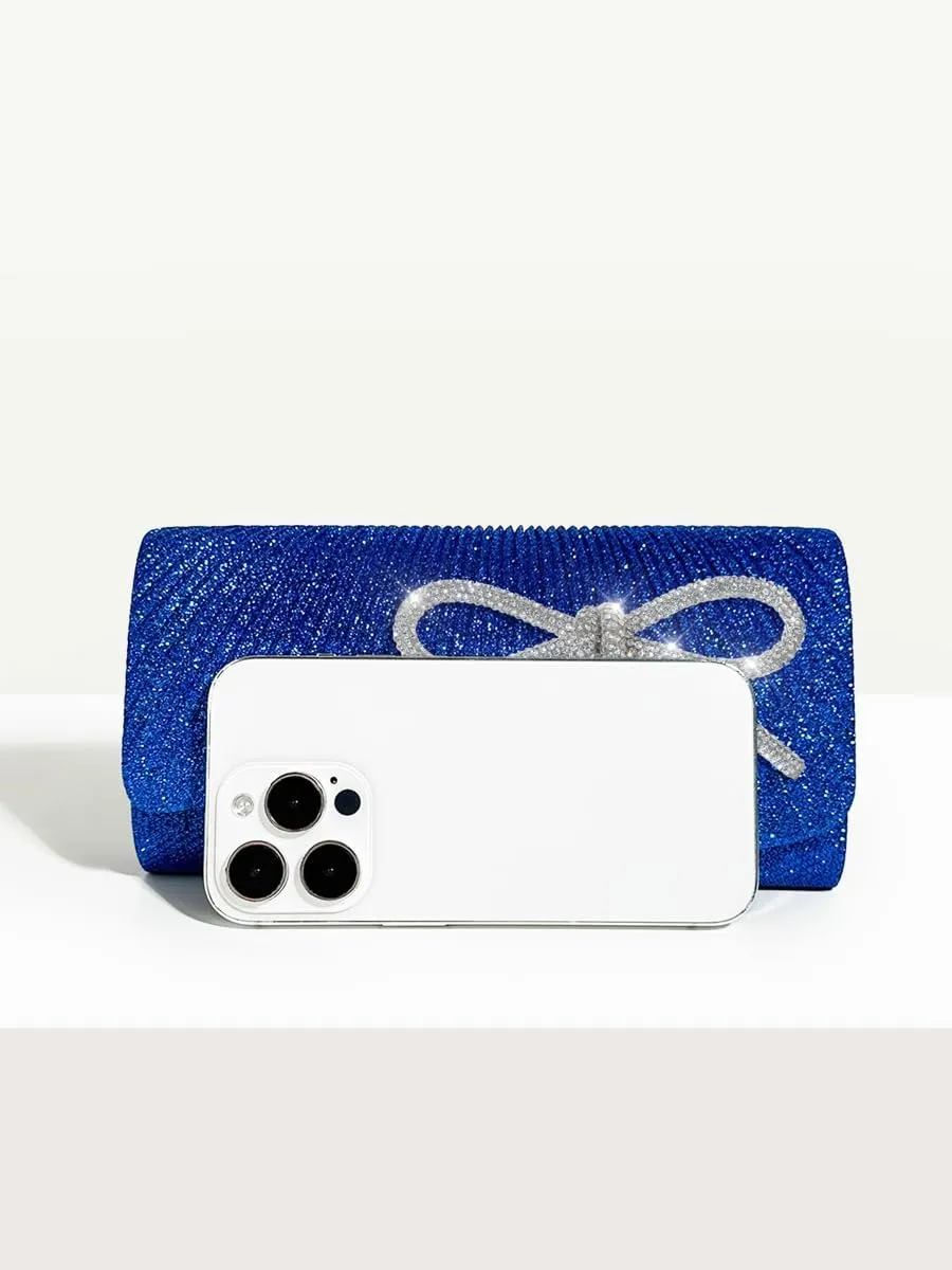 Rhinestone Bow Clutch Purses Women Chic Shiny Evening Handbag Evening Clutch Bag with Chain for Party Prom Wedding 2025